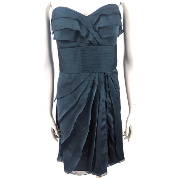 Adrianna Papell Dresses & Skirts - Adrianna Papell Strapless Cocktail Party Dress Womens 6 Teal Green Formal